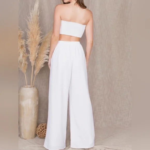 NWT Malibu Bum Smocked Tie Tube Top with Matching Pant Set - Picture 2 of 4